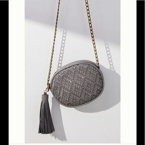 Grey Anthropologie Woven Purse